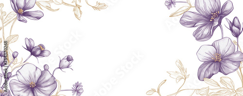 purple flowers and golden ears in the form of a frame with free space for text , a banner