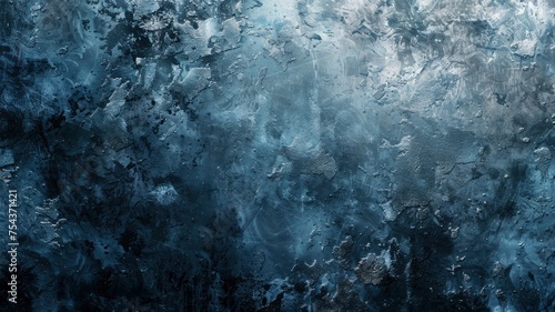 Beautiful grunge gray blue background. Panoramic abstract decorative dark background. Wide angle rough stylish mystic texture wallpaper with copy space for design - generative ai © Nia™