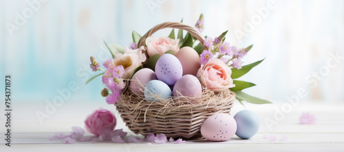 Basket of Pastel Easter Egg...