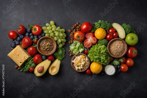 Fruits on a black background