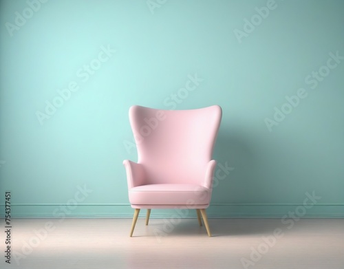 6. Nice design interior with pastel-colored walls and pink chairs. 
