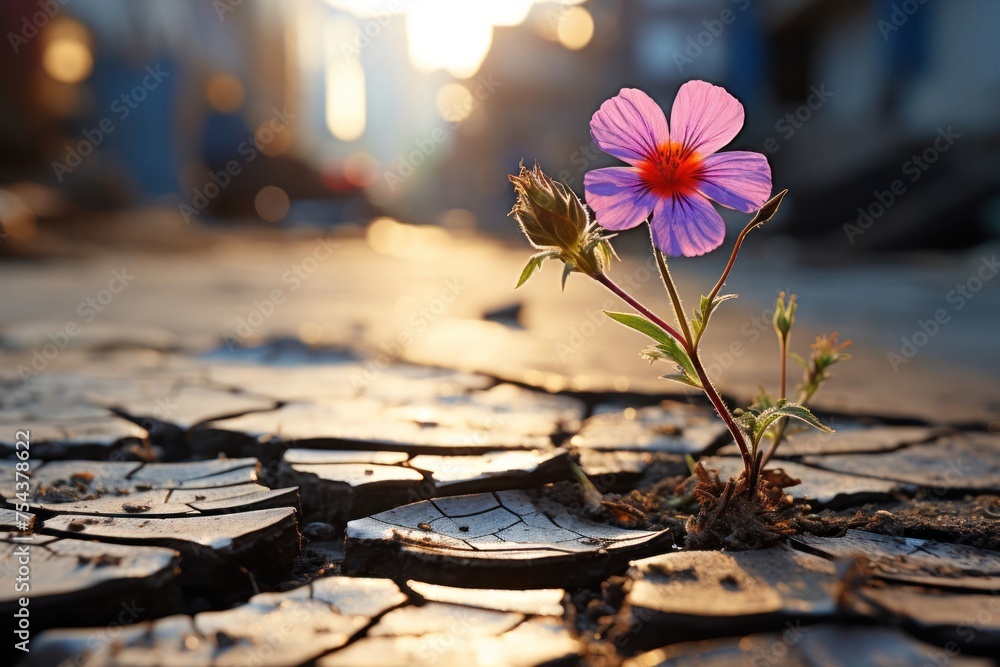 Resilient Flower Growing in Ground Crack Generative AI