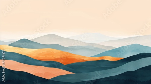 A simple and abstract landscape of rolling hills.
