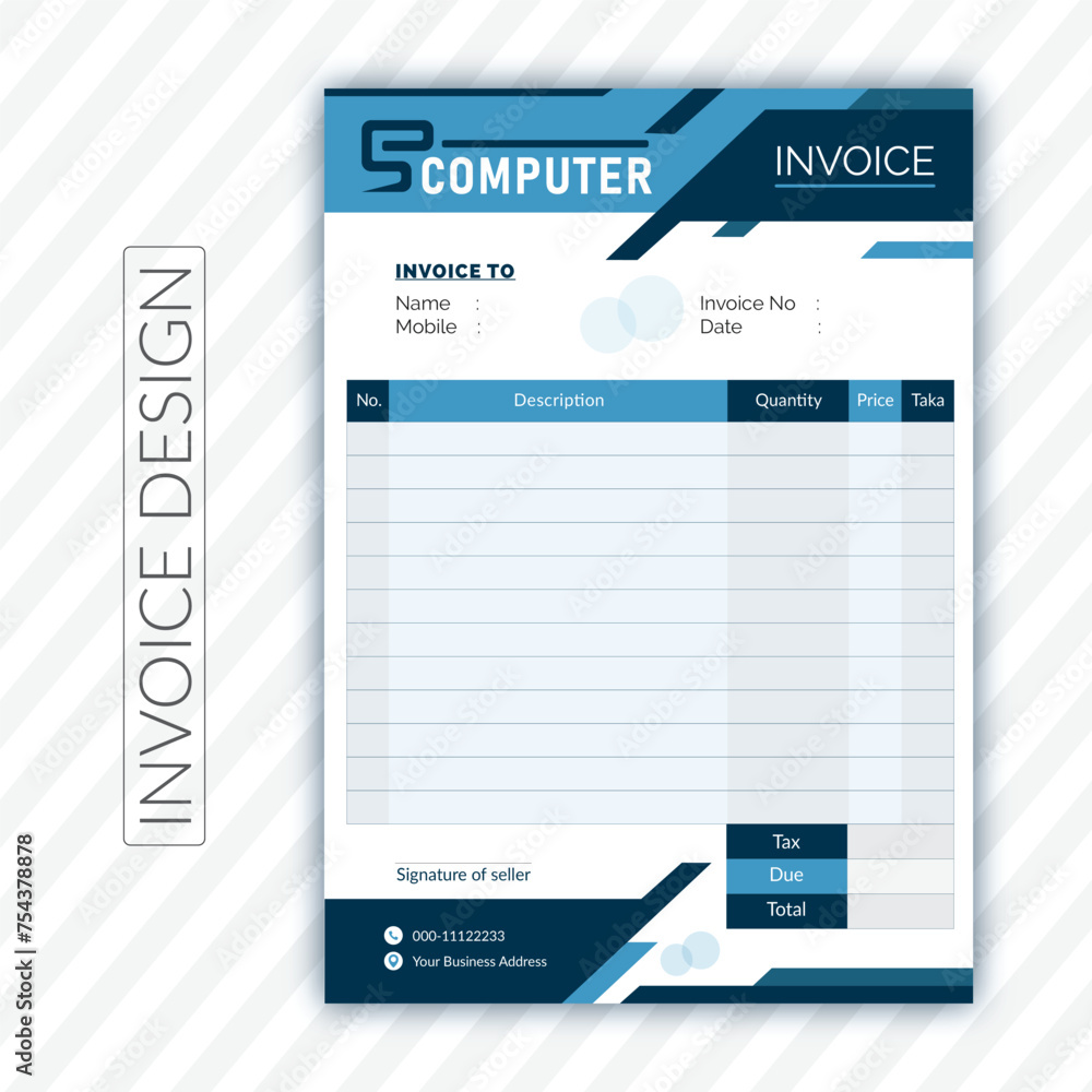 Fototapeta premium Creative and Standard Billing Invoice Design.