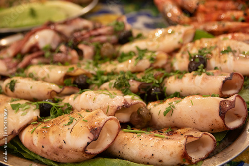 Stuffed squids in Ballaro market at Palermo photo