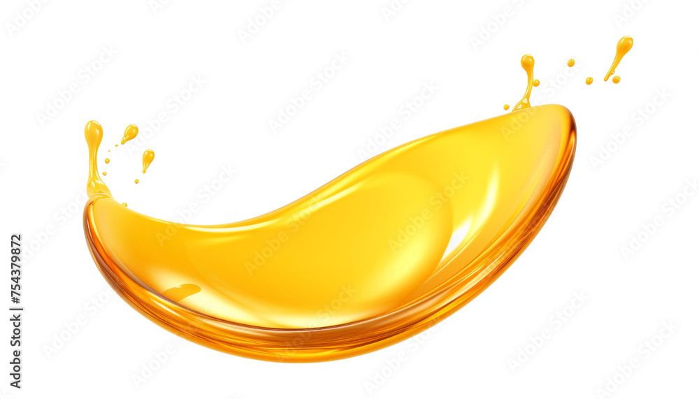 orange oil splash isolated on transparent background cutout