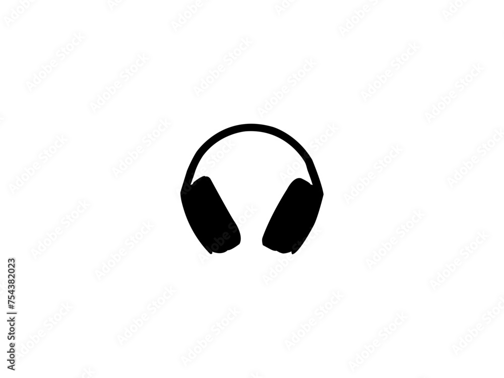 Professional gaming headset for play, high-quality music, speak listening concept flat icon black silhouette. Professional gaming headset for play, high-quality music, speak listening concept flat icon black silhouette.