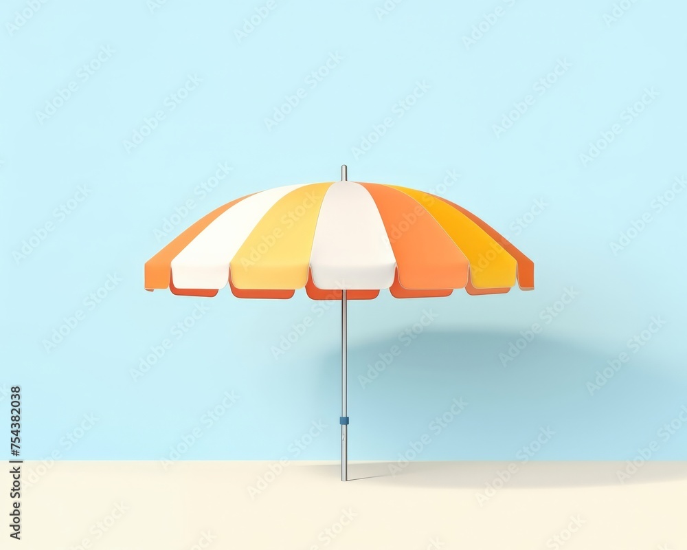 Hand-drawn illustration of a beach umbrella and sun icon