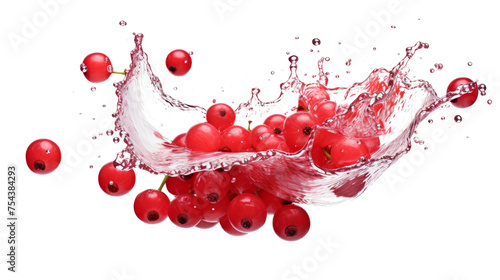 Currant sliced pieces flying in the air with water splash isolated on transparent png.
