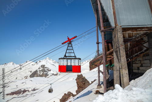 Cabin of the old cable car. Elbrus, Kabardino-Balkaria photo