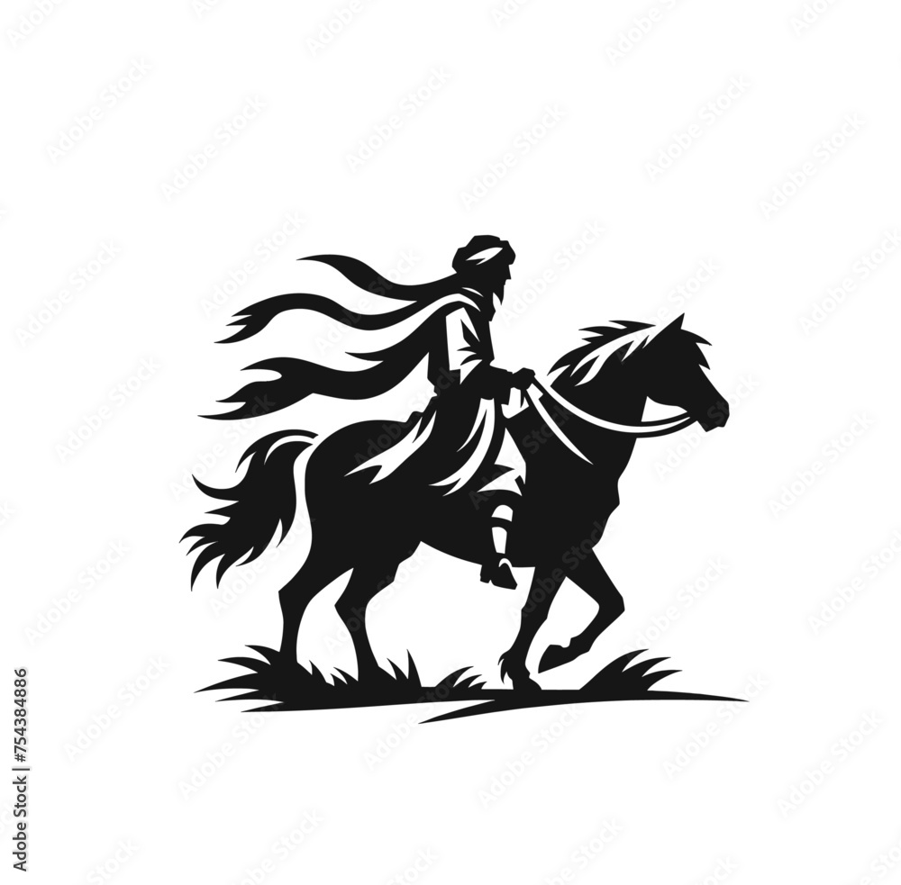 Nomad on horse monochrome isolated vector illustration Nomad on horse monochrome isolated vector illustration