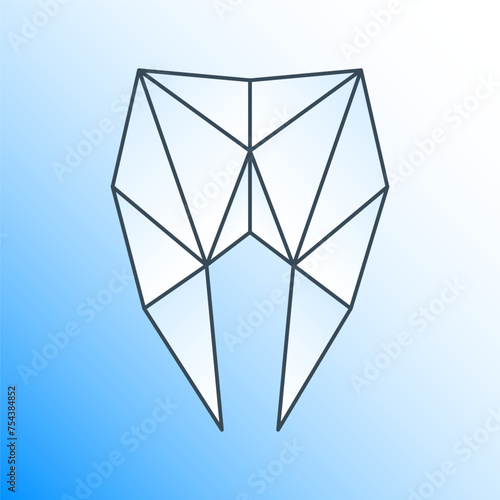 A low-poly image of the tooth. A tooth icon or symbol for a dental clinic.