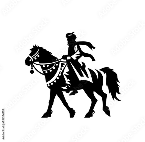 Nomad on horse monochrome isolated vector illustration