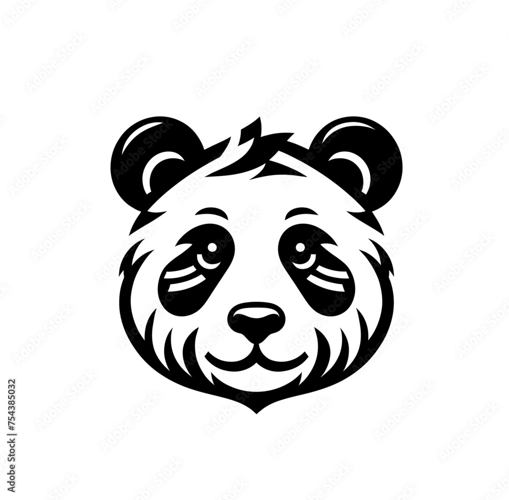 Panda monochrome isolated vector illustration Panda monochrome isolated vector illustration