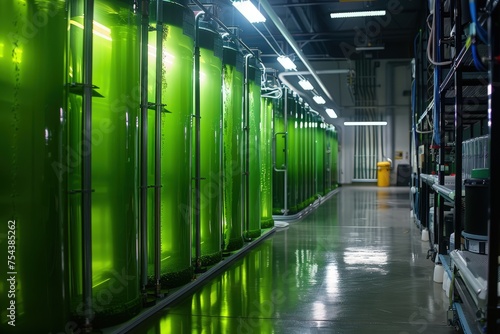 An algae biofuel research lab exploring sustainable alternatives to fossil fuels