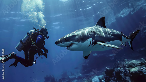 Daring Dive: Swimming with Sharks in Deep Waters
