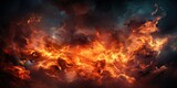 Large Fire Burning in Black Background Generative AI
