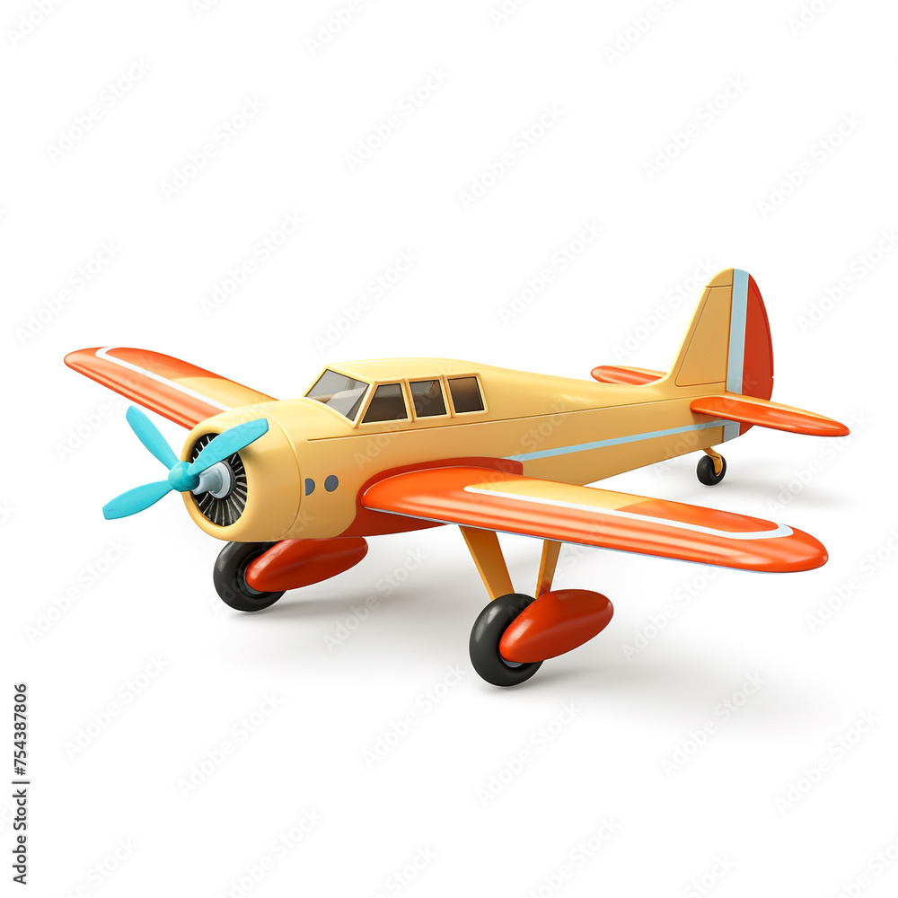 Fototapeta premium airplane, 3D model in minimalism on a white background сreated with Generative Ai
