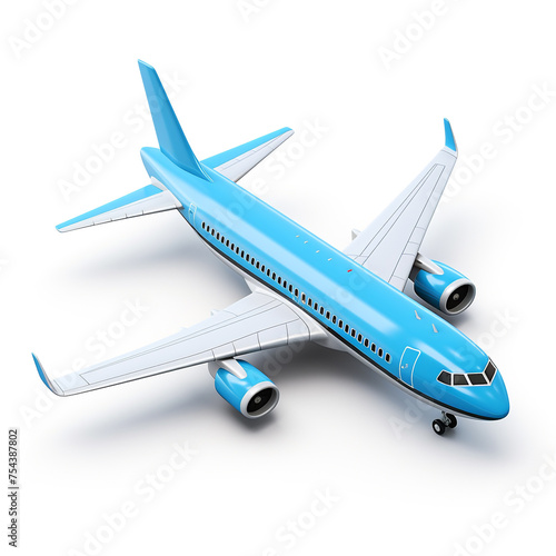 airplane, 3D model in minimalism on a white background сreated with Generative Ai