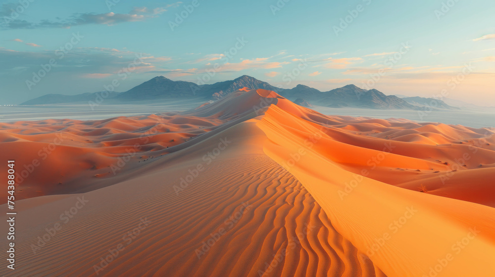 Immerse yourself in the warm solitude of the desert with this minimalist drone shot. AI generative. Immerse yourself in the warm solitude of the desert with this minimalist drone shot. AI generative.