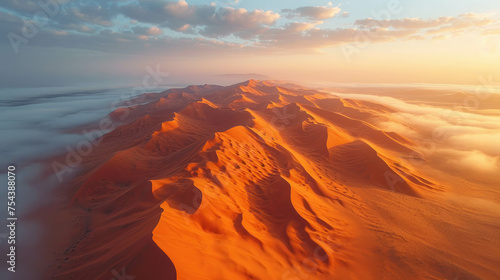 Experience the serene beauty of vast desert landscapes in this minimalist drone shot. AI generative.