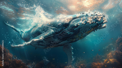 Whale under the sea generative ai © JKLoma
