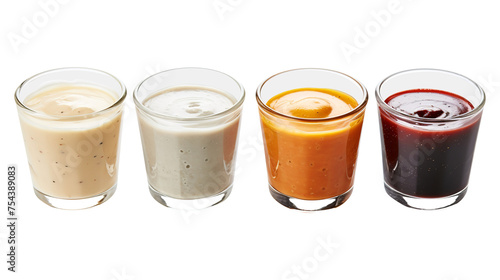 Glass of Various Sauces isolated on transparent background Remove png, Clipping Path, pen tool