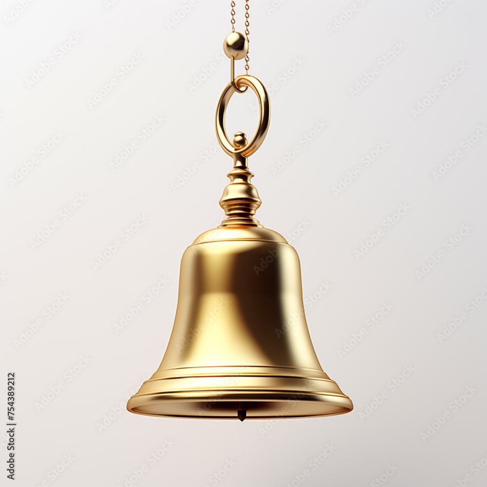 golden bell, 3D model in minimalism, white background сreated with Generative Ai golden bell, 3D model in minimalism, white background сreated with Generative Ai