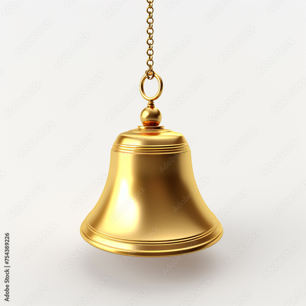 golden bell, 3D model in minimalism, white background сreated with Generative Ai golden bell, 3D model in minimalism, white background сreated with Generative Ai