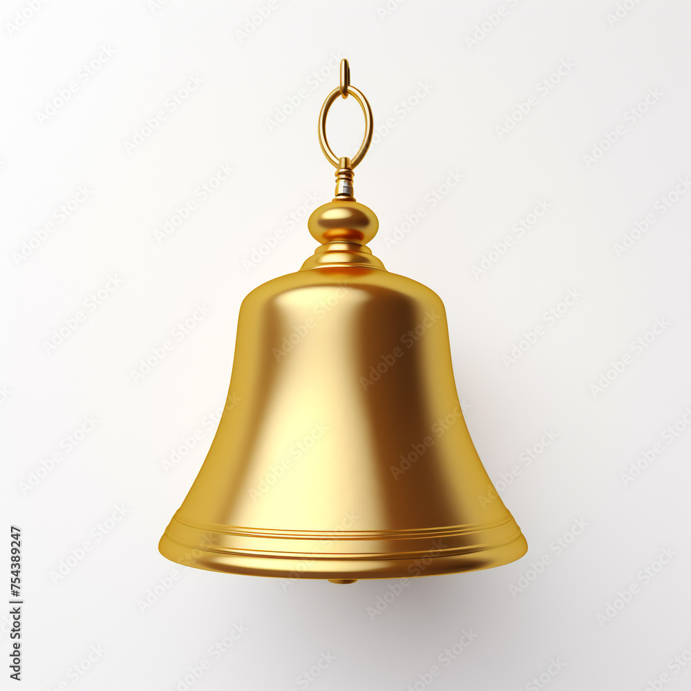 golden bell, 3D model in minimalism, white background сreated with Generative Ai golden bell, 3D model in minimalism, white background сreated with Generative Ai