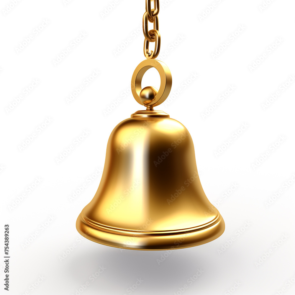 golden bell, 3D model in minimalism, white background сreated with Generative Ai golden bell, 3D model in minimalism, white background сreated with Generative Ai