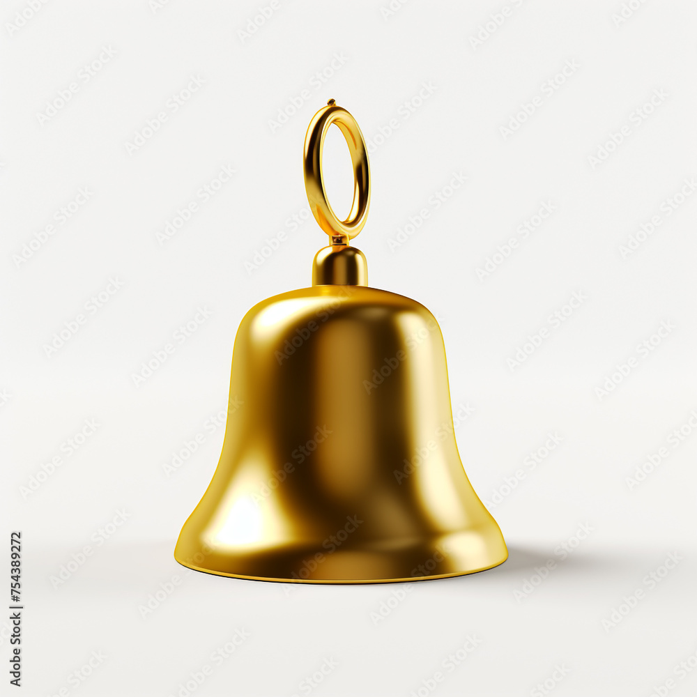 golden bell, 3D model in minimalism, white background сreated with Generative Ai golden bell, 3D model in minimalism, white background сreated with Generative Ai