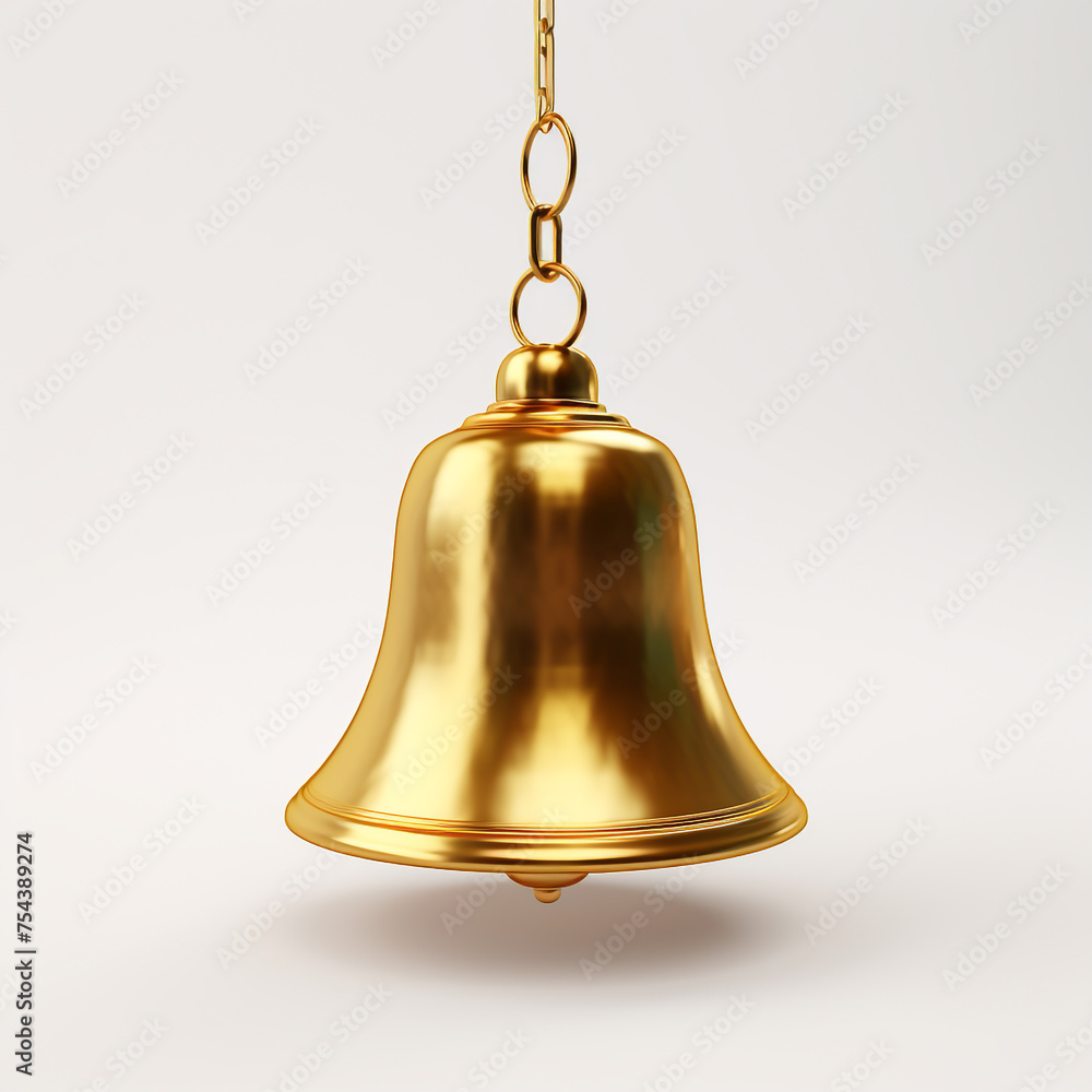 golden bell, 3D model in minimalism, white background сreated with Generative Ai golden bell, 3D model in minimalism, white background сreated with Generative Ai