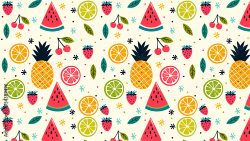 PATRON FRUTAL  VECTORIAL MINIMALISTA FRUTAS EXOTICAS 