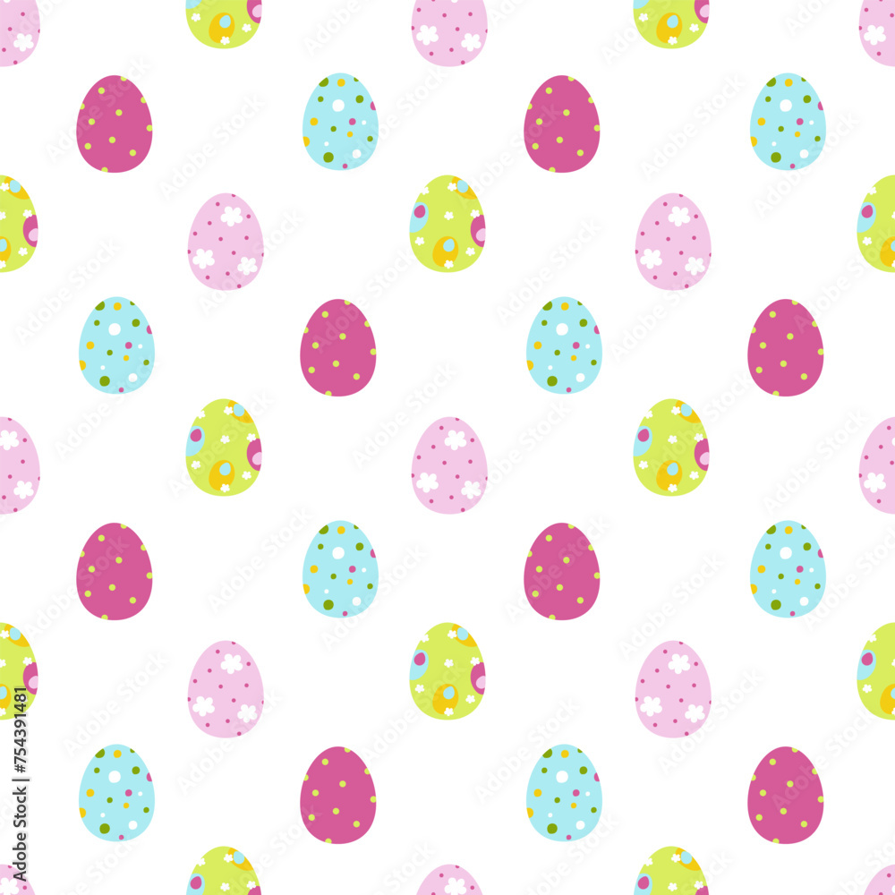 Happy Easter Pattern with eggs.  Easter Pattern ,Wallpaper , Vector Illustration on a white background