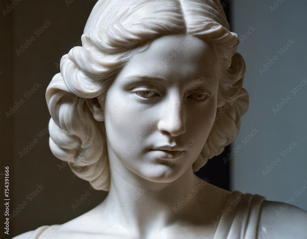Ancient sculpture of a woman.