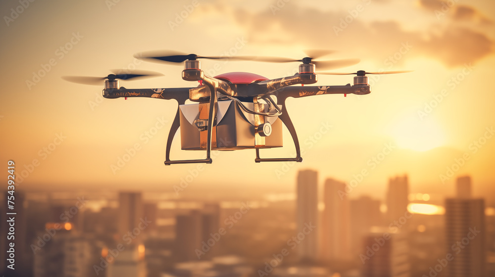Drone delivery gift boxes, Autonomous delivery robot, Business air transportation Drone delivery gift boxes, Autonomous delivery robot, Business air transportation