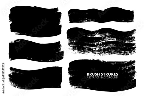 Vector set of hand drawn brush strokes, stains for backdrops. Monochrome design elements set. One color artistic hand painted backgrounds.