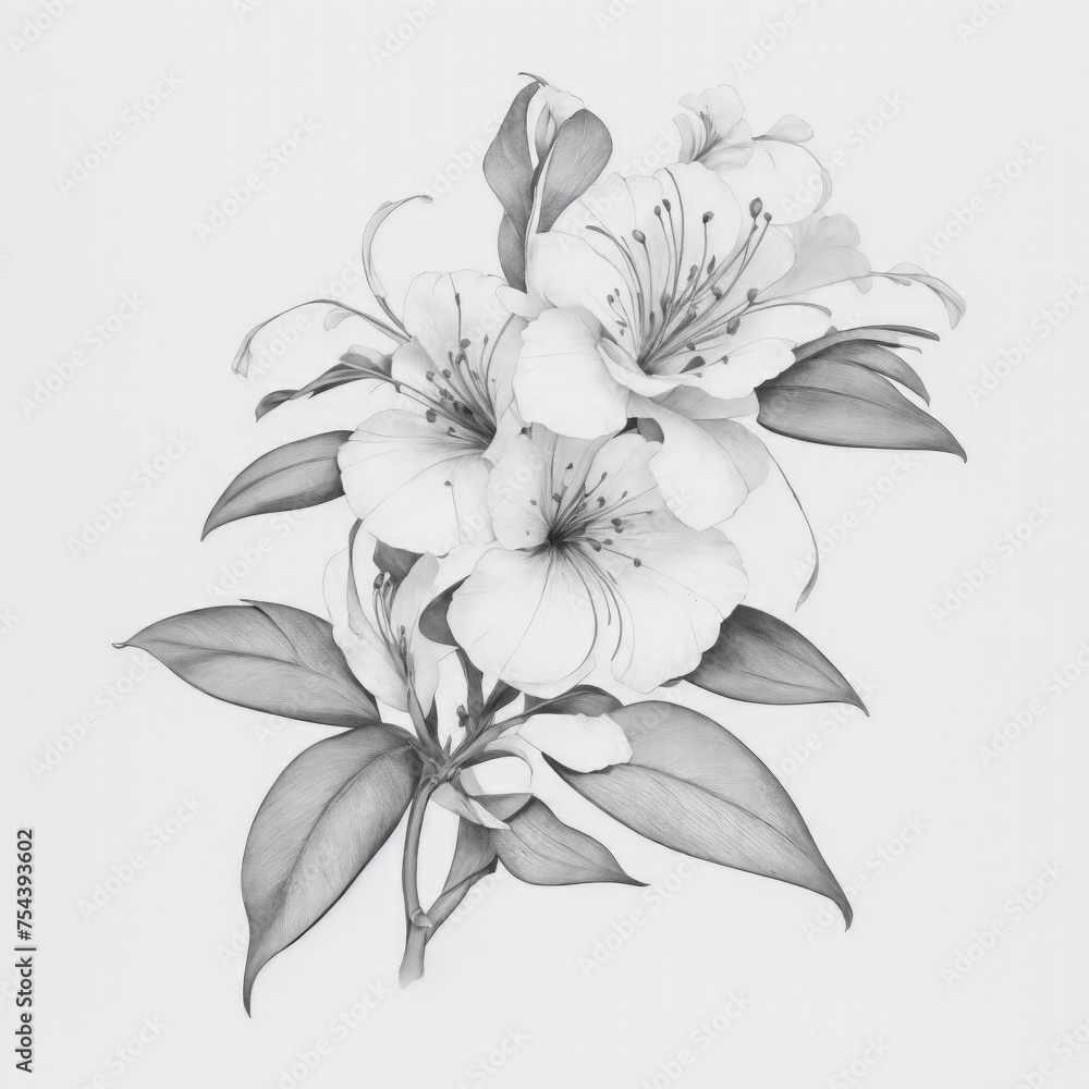 Fototapeta premium A Oleander tattoo traditional old school bold line on white background