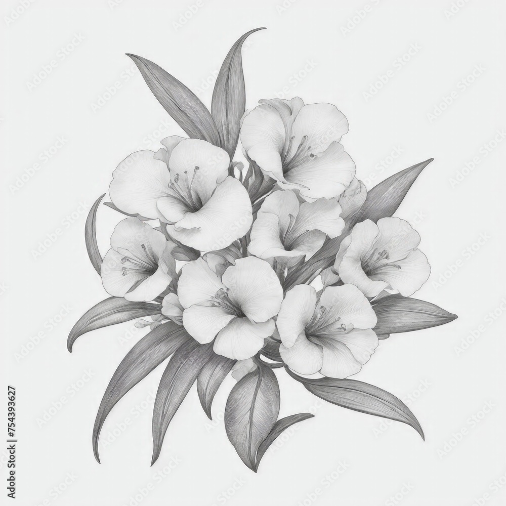Fototapeta premium A Oleander tattoo traditional old school bold line on white background