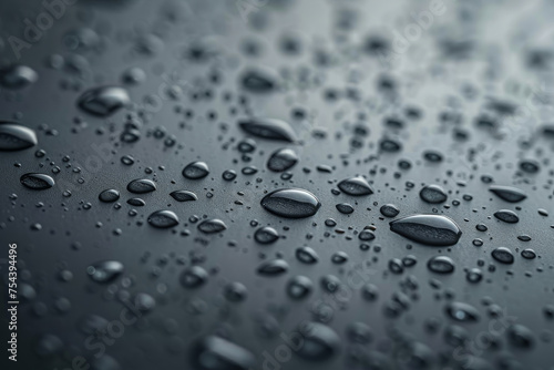 Macro Droplets on Smooth Dark Surface - Textural Detail and Elegance