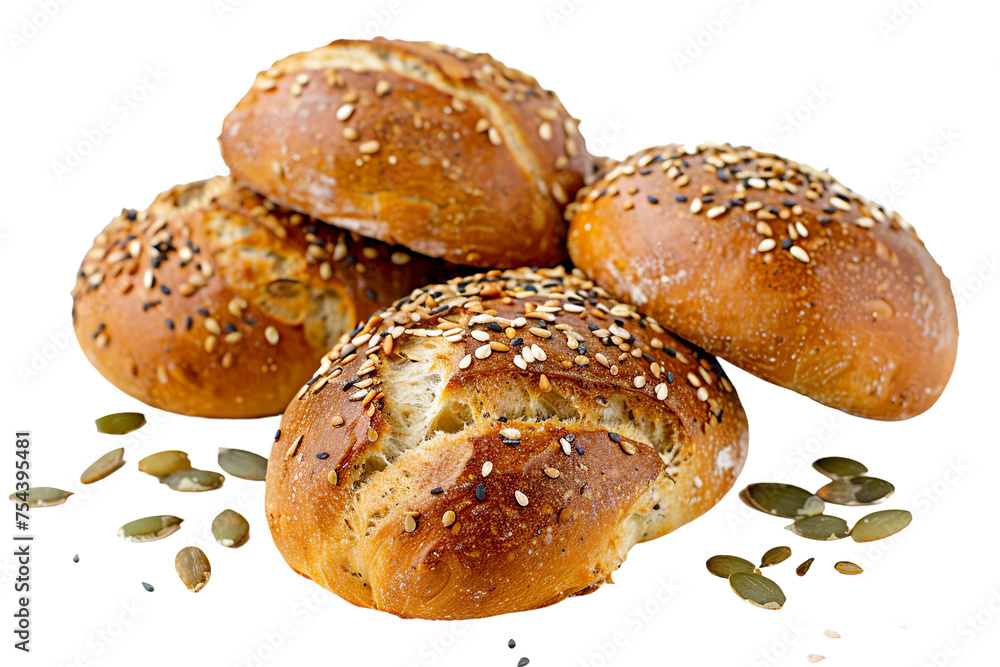 close-up of bread on white background
