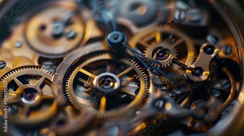 Close-up of a mechanical gears in swiss watch, generated with AI © sch_ai