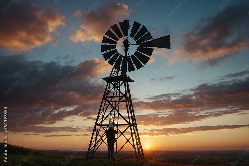 Engineering Solitude: A Sunset Reverie by the Windmill.
renewable energy, green energy, wind power concepts. Engineering Solitude: A Sunset Reverie by the Windmill.
renewable energy, green energy, wind power concepts.
