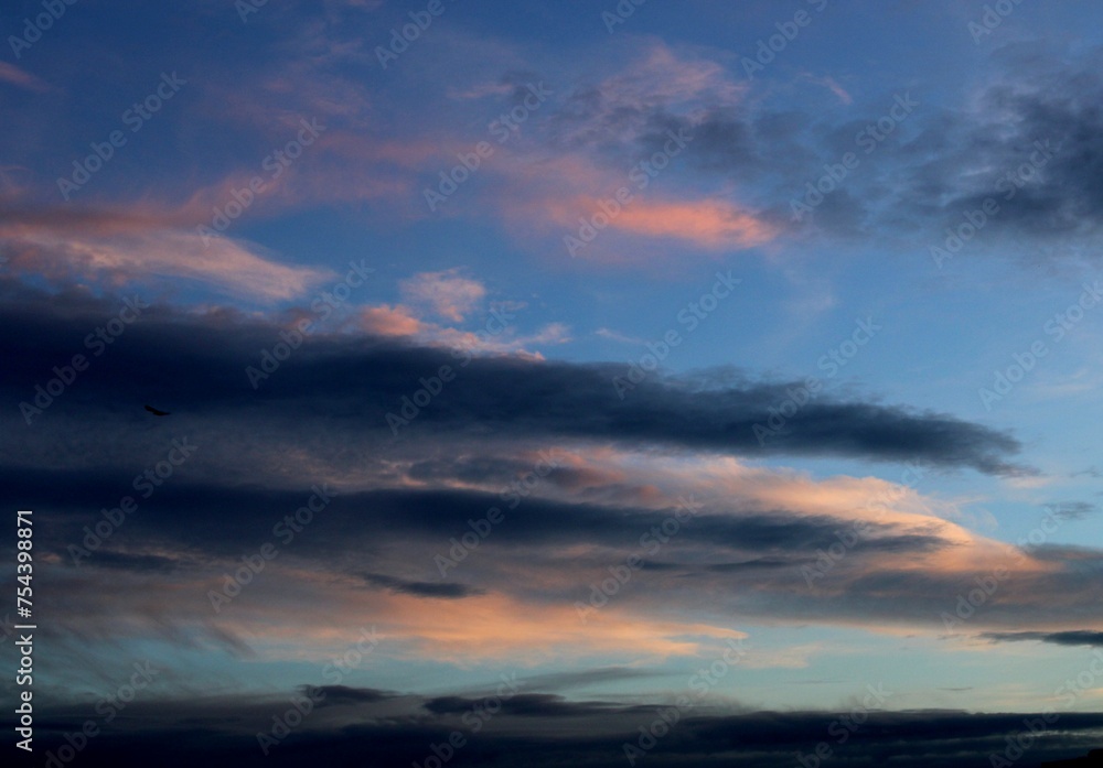Clouds at sunset, winter sky