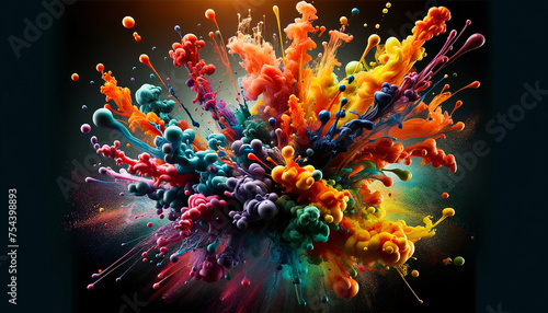 exploding painting bubbles and smoked- colorful modern artistic background © M.studio