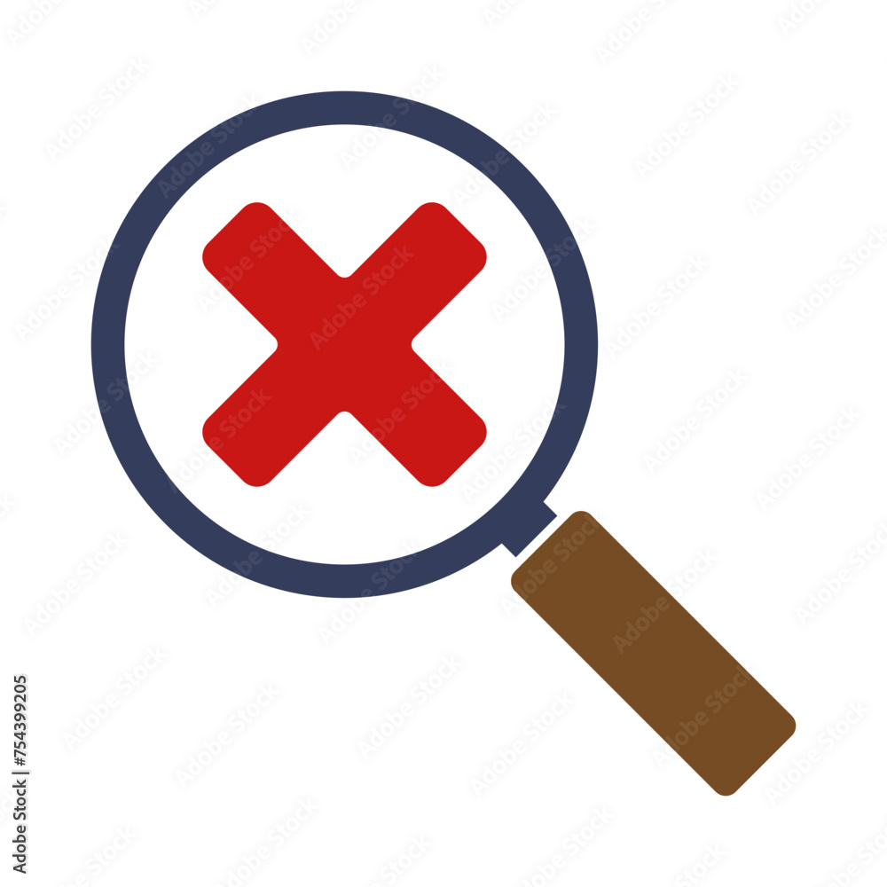 Fototapeta premium Magnifying glass and delete icon. Illustration