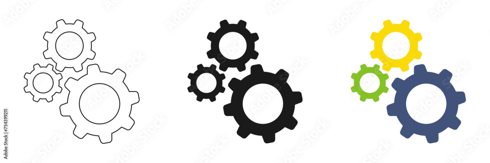 Gear icon. Set of illustrations Gear icon. Set of illustrations