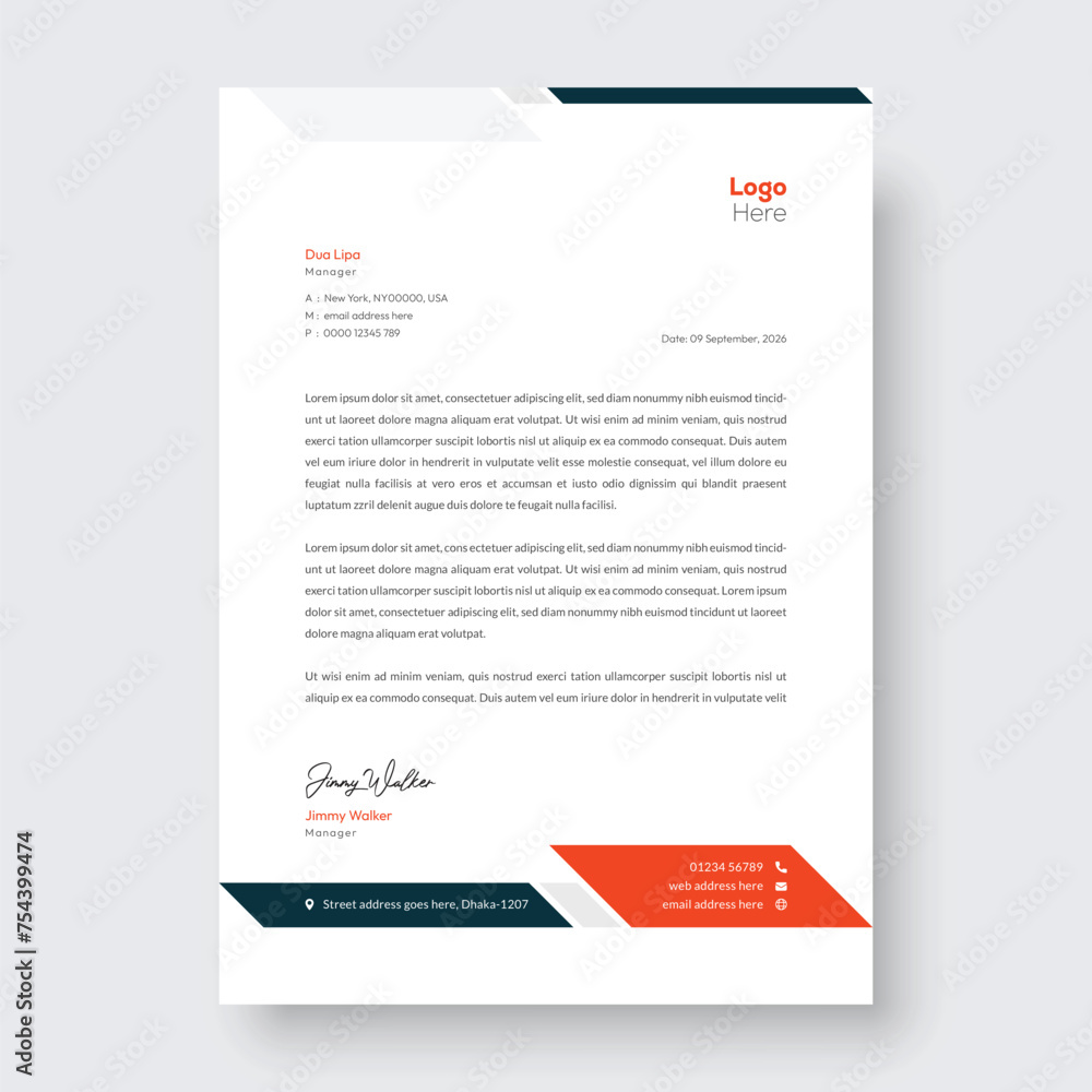 Professional corporate modern letterhead design, creative modern letter head design template