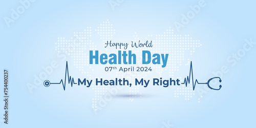 Website Banner design for World health day with doctor stethoscope. Promotional advertisement for medical hospital and clinics. photo